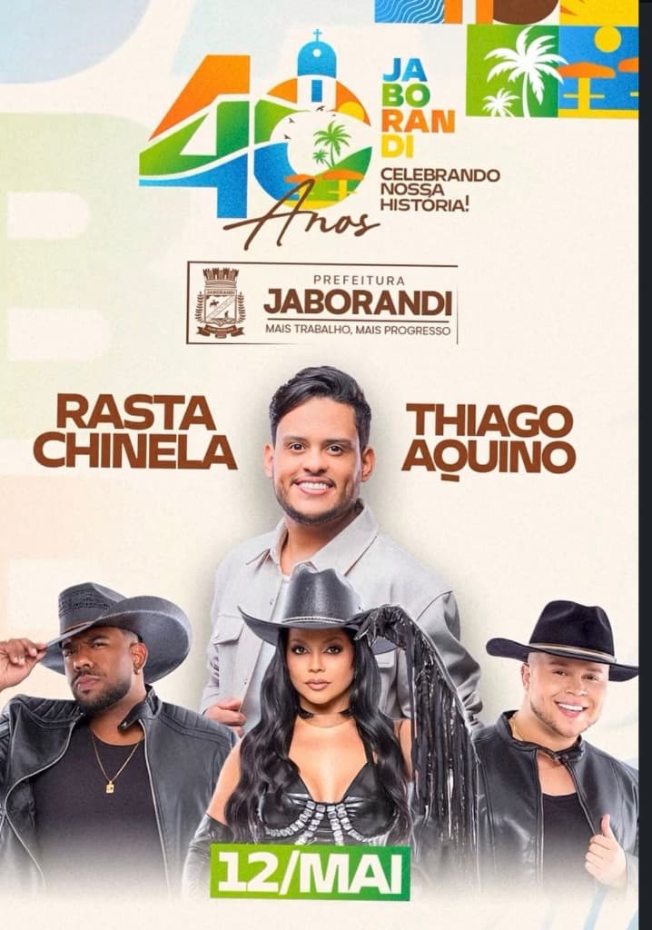 Imagem da notícia: Thiago Aquino e Rasta Chinela celebram 40 Anos de Jaborandi em Maio