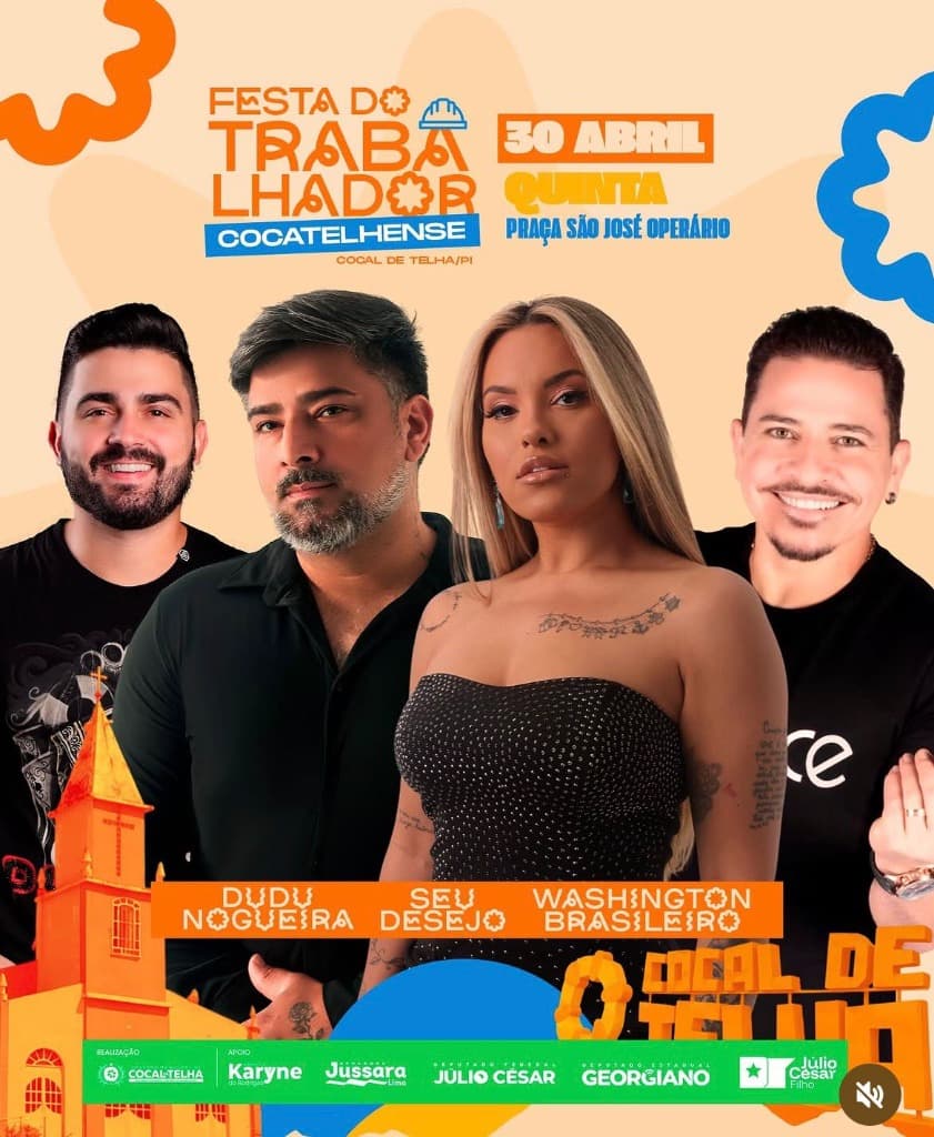 Imagem da notícia: Seu Desejo e Washington Brasileiro na Festa do Trabalhador em Cocal de Telha (PI)