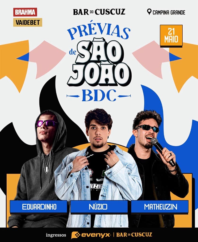 Imagem da notícia: Núzio, Eduardinho e Matheuzin embalam a edição dia 21 das Prévias de São João do Bar do Cuscuz