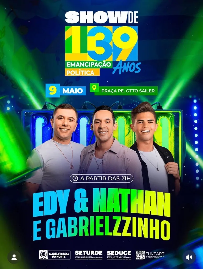 Imagem da notícia: Programação Completa: 139 Anos de Emancipação Política em Taquaritinga do Norte (PE)
