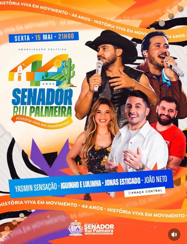 Imagem da notícia: Programação: 144 Anos de Senador Rui Palmeira em Senador Rui Palmeira (AL)