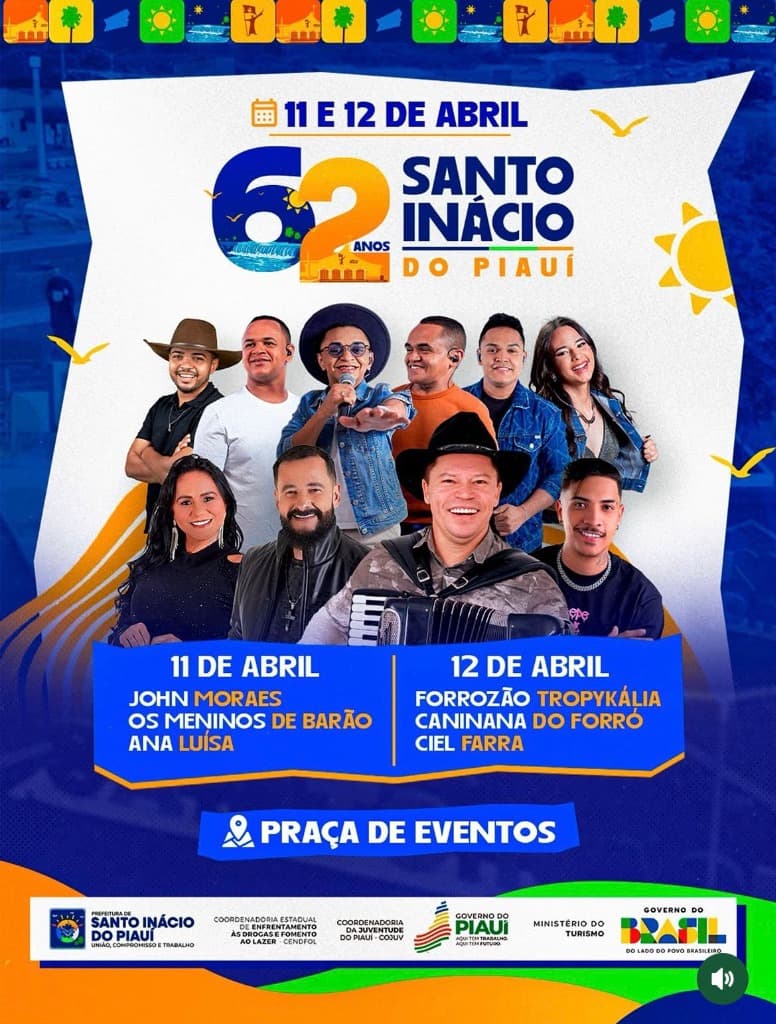 Imagem da notícia: Especial 62 Anos: Forrozão Tropykália e Caninana em Santo Inácio do Piauí (Festa Grátis)