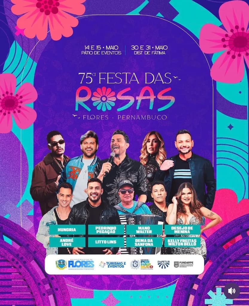 Imagem da notícia: 75ª Festa das Rosas em Flores (PE): Hungria, Mano Walter, Desejo de Menina e Pedrinho Pegação