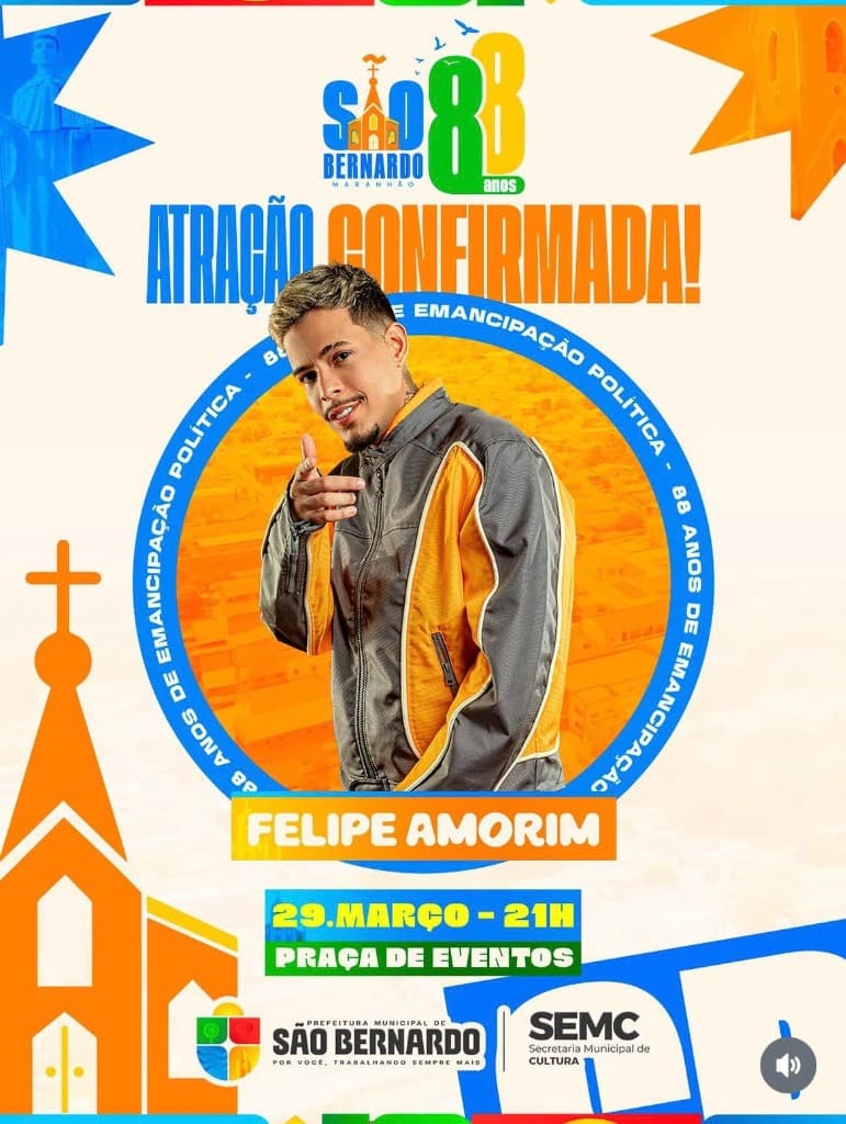 Imagem da notícia: Felipe Amorim é a Estrela Gratuita nos 88 Anos de Emancipação de São Bernardo (MA)
