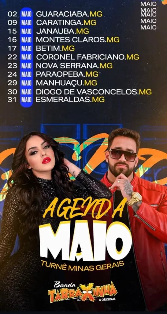 Imagem da notícia: Agenda de Shows da Banda Tarraxinha - Maio de 2026