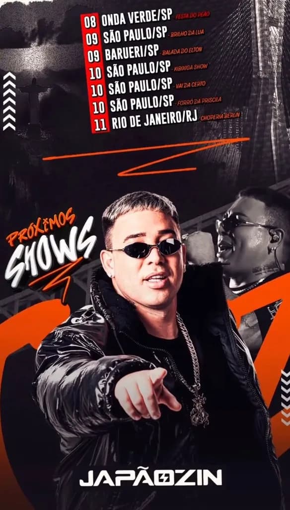 Imagem da notícia: Agenda de Shows do Japãozin - Maio 2026: 7 Shows em SP e RJ