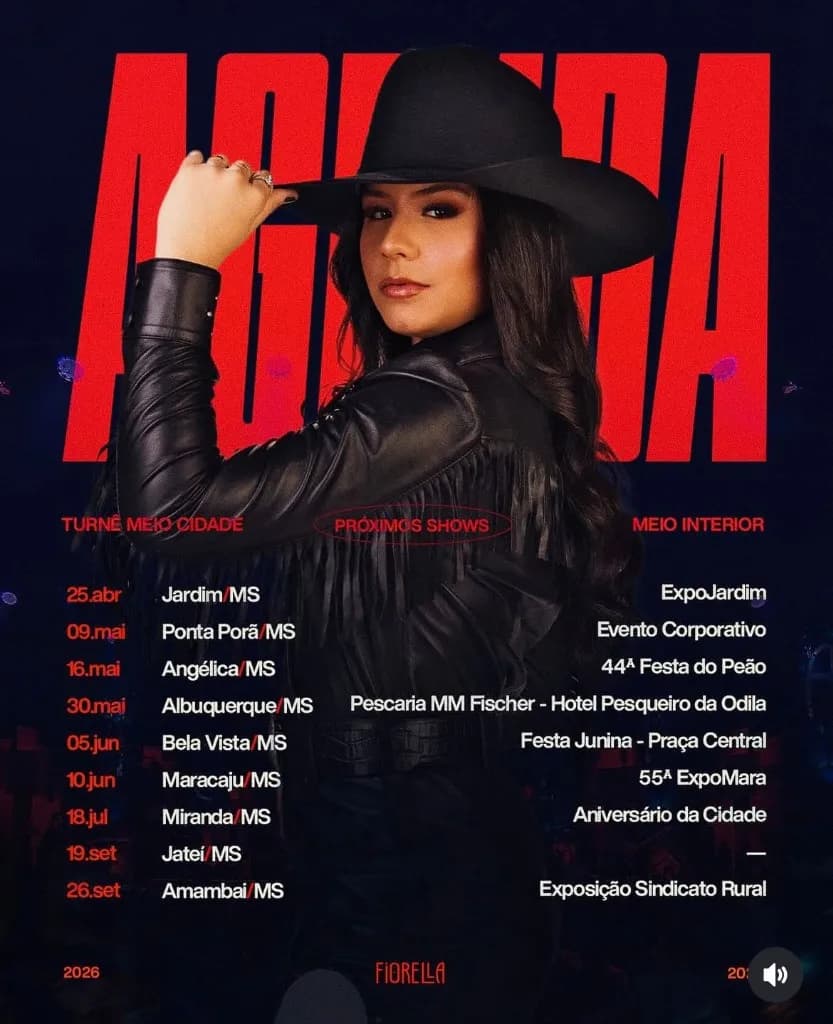 Imagem da notícia: Cantora Fiorella anuncia turnê e agenda de shows de Abril a Setembro
