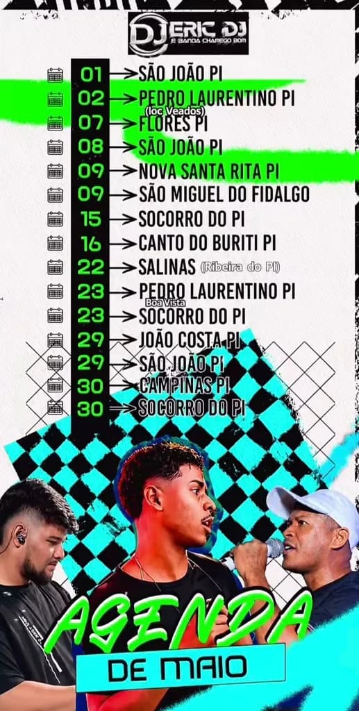 Imagem da notícia: Agenda de Maio: Eric DJ e Banda Chamego Bom agitam o Piauí