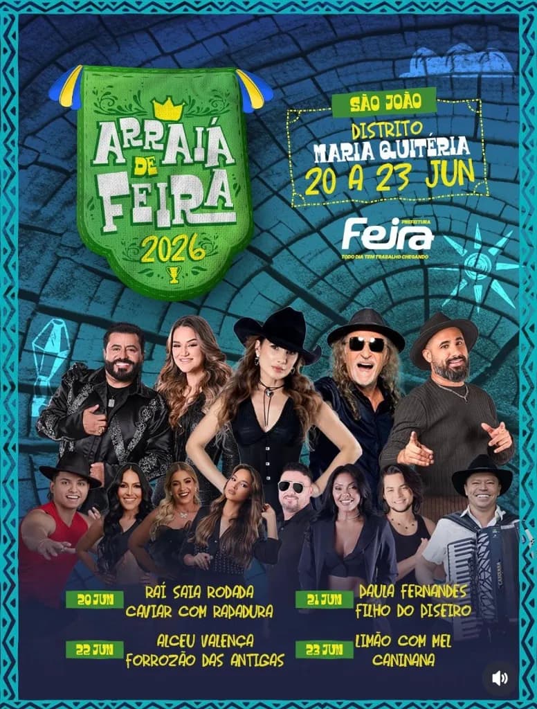 Imagem da notícia: Arraiá de Feira 2026: Programação do São João nos Distritos de Feira de Santana (BA)
