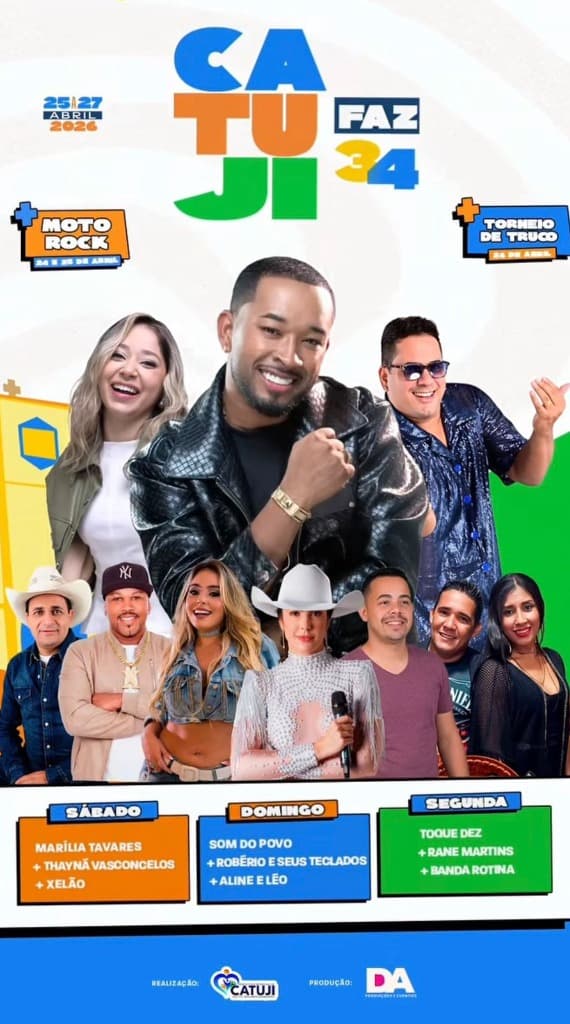 Imagem da notícia: Programação oficial: O Gigante Aniversário de Catuji 34 Anos de Catuji terá Toque Dez gratuito