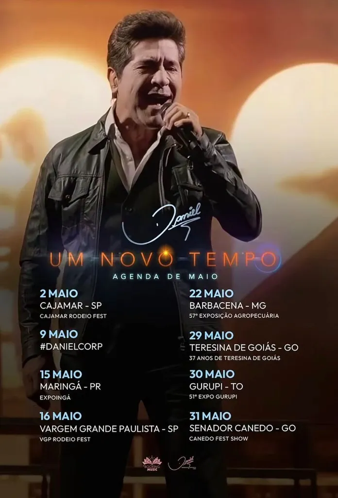 Imagem da notícia: Agenda de Shows de Daniel em Maio de 2026