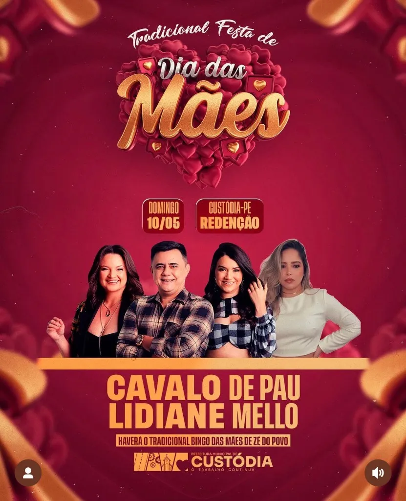 Imagem da notícia: Programação: Tradicional Festa de Dia das Mães em Custódia (PE)