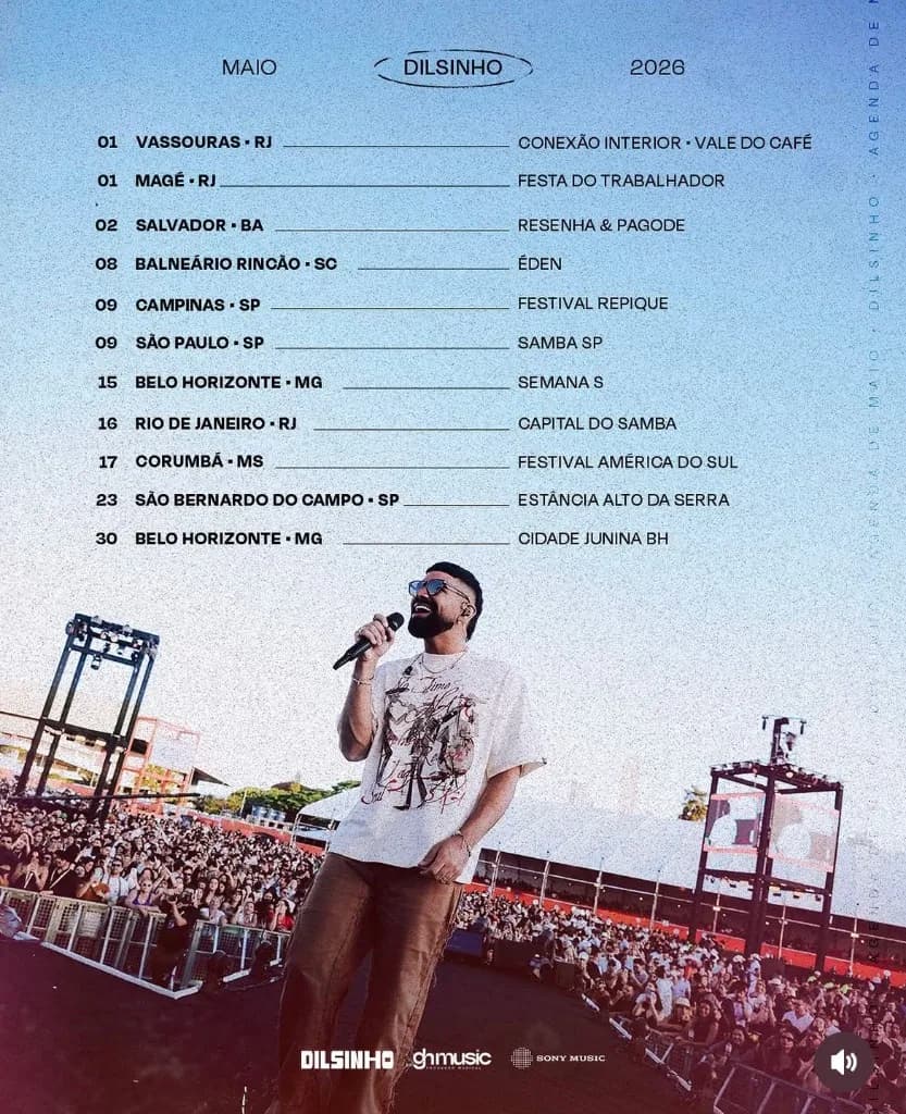 Imagem da notícia: Agenda de Shows de Dilsinho em Maio de 2026