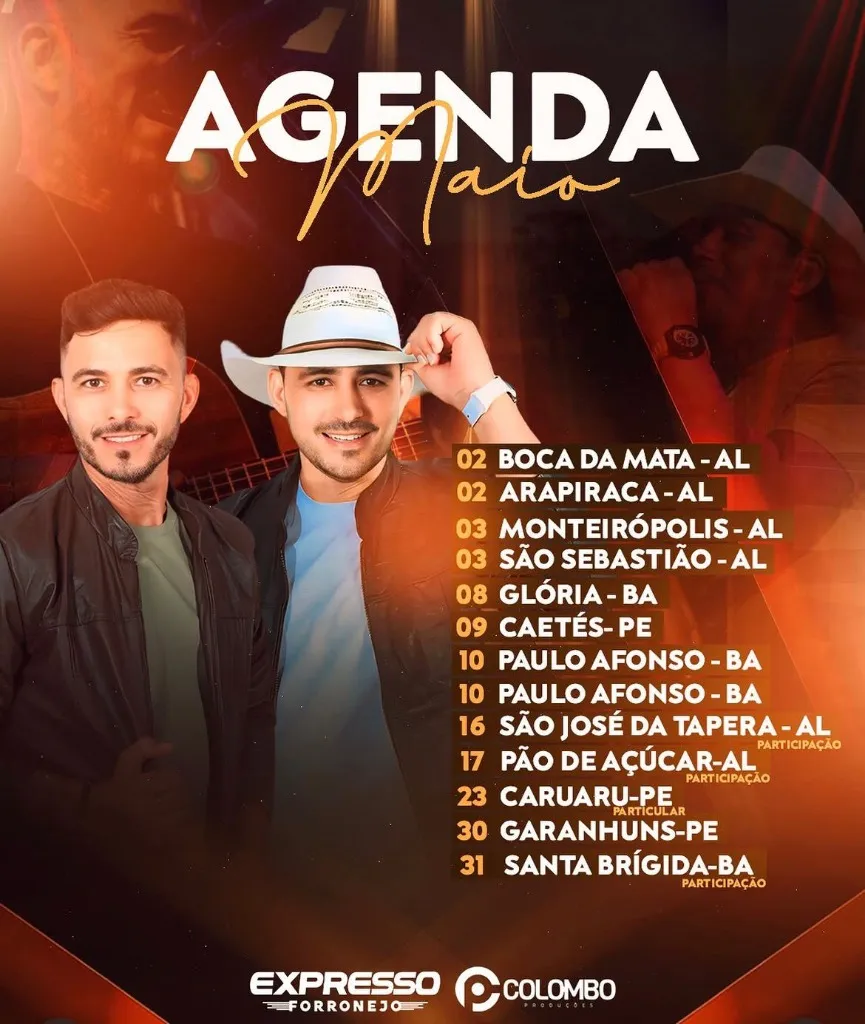 Imagem da notícia: Agenda de Shows do Expresso Forronejo em Maio de 2026