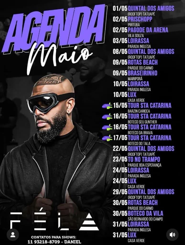Imagem da notícia: Agenda de Shows de Féla em Maio de 2026