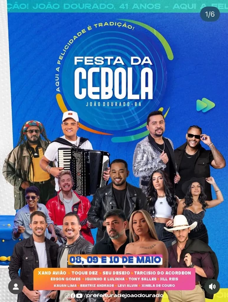 Imagem da notícia: Festa da Cebola de João Dourado (BA) 2026: Xand Avião, Tarcísio do Acordeon e Edson Gomes