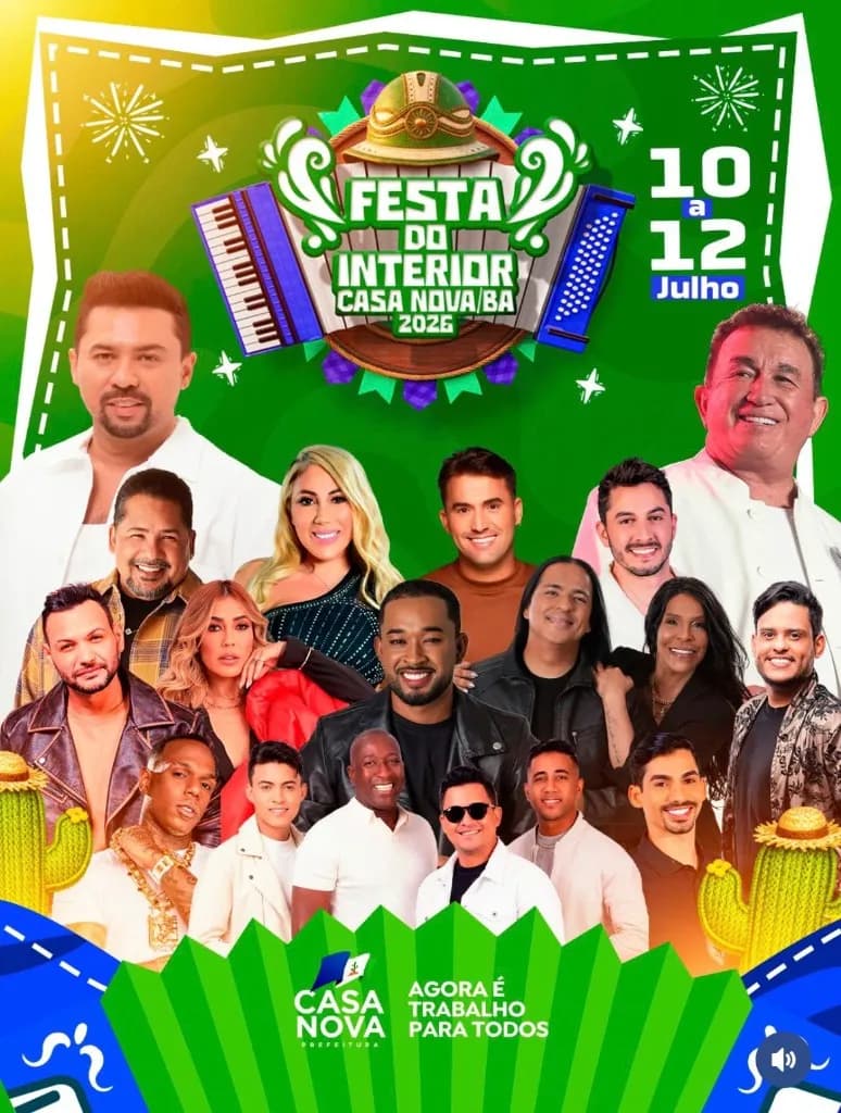 Imagem da notícia: Festa do Interior de Casa Nova (BA) 2026: Xand Avião, Zezo, Tayrone e Amado Batista