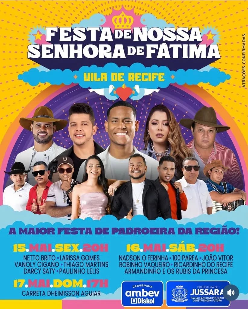 Imagem da notícia: Festa de Nossa Senhora de Fátima em Jussara (BA): Nadson O Ferinha e Netto Brito