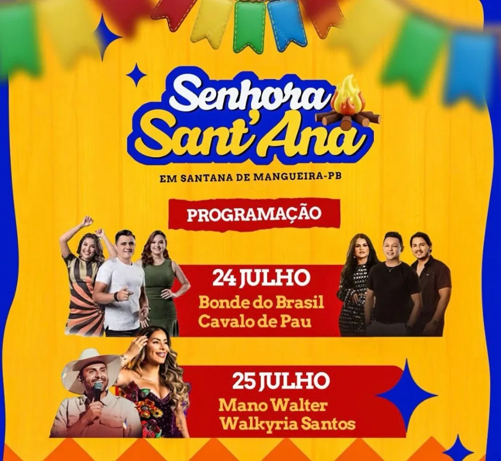 Imagem da notícia: Programação: Festa da Senhora Sant'Ana em Santana de Mangueira (PB)
