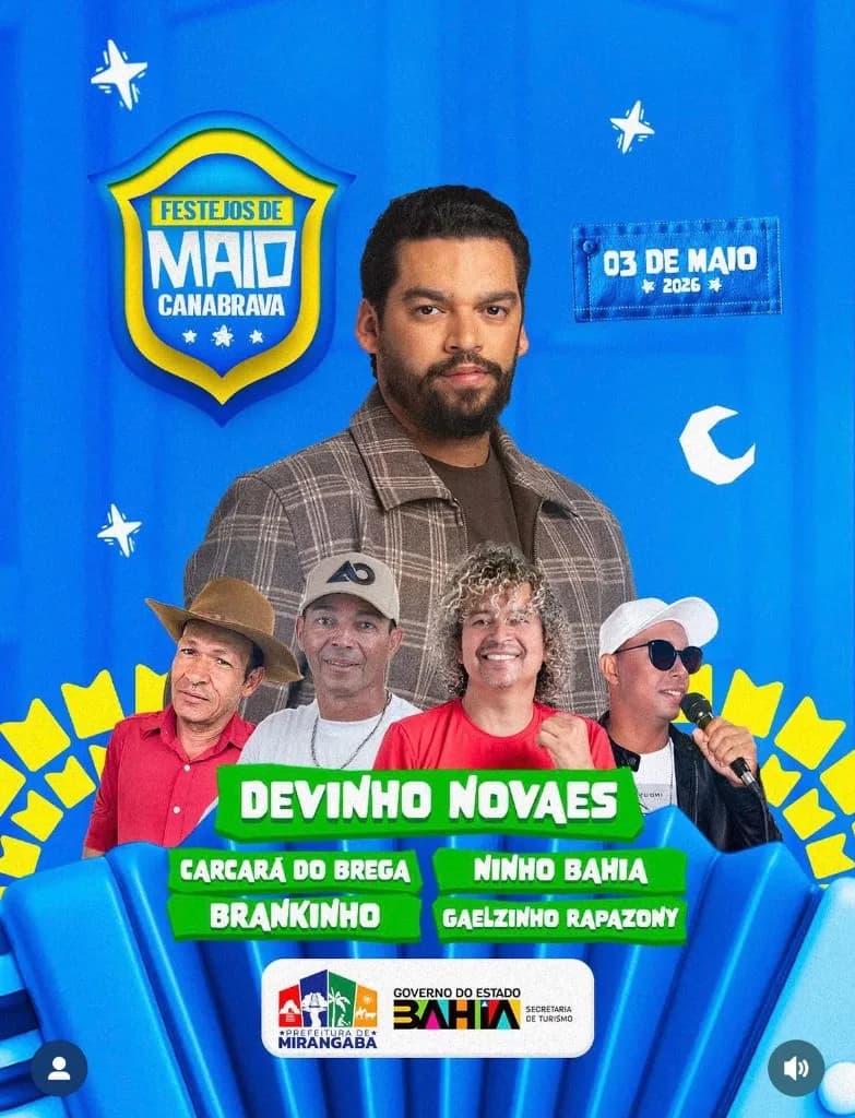 Imagem da notícia: Festejos de Maio em Canabrava, Mirangaba (BA): Shows de Devinho Novaes