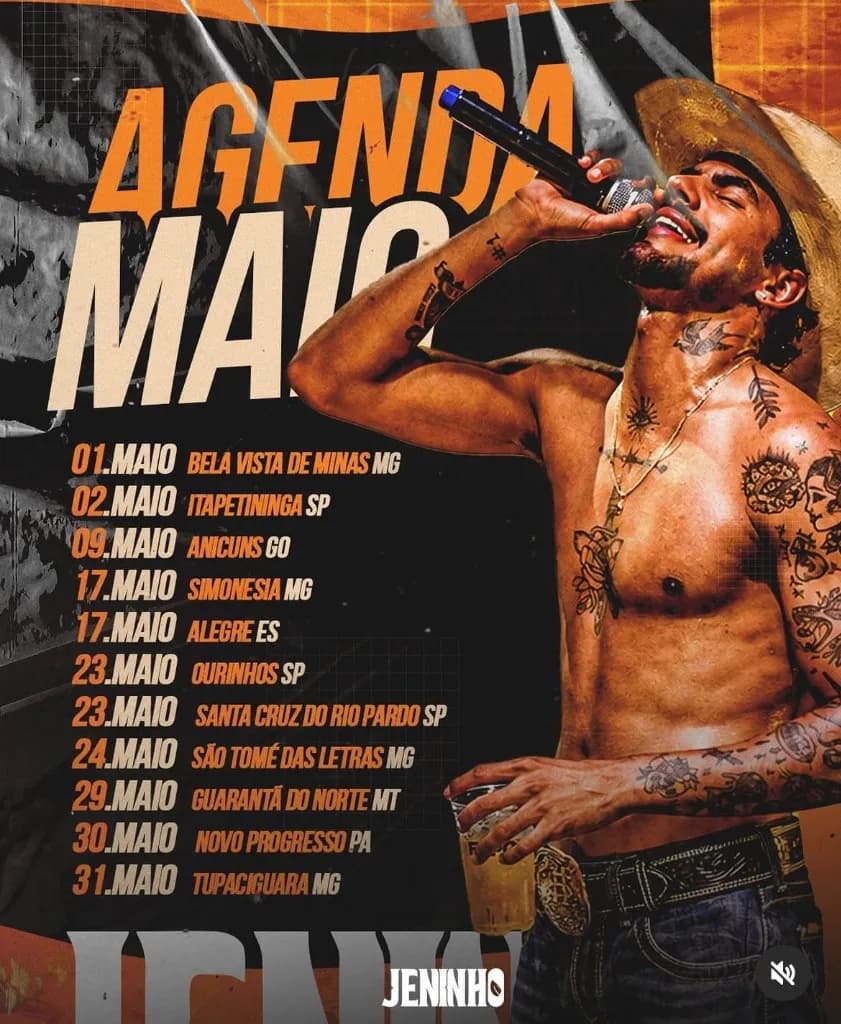 Imagem da notícia: Agenda de Shows de Jeninho em Maio de 2026
