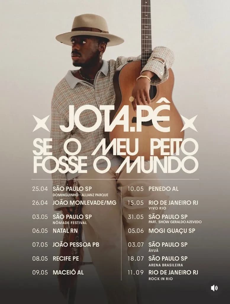 Imagem da notícia: Agenda de Shows de Jota.pê em Maio de 2026