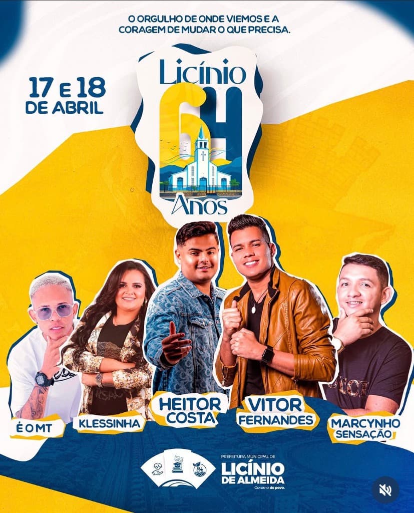 Imagem da notícia: Prefeitura de Licínio de Almeida anuncia peso no line-up de 64 Anos com Heitor Costa e Vitor Fernandes