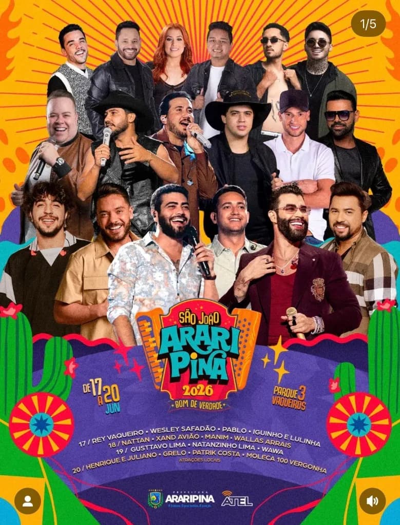 Imagem da notícia: São João de Araripina 2026: Programação com Wesley Safadão, Gusttavo Lima, Nattan e Henrique e Juliano