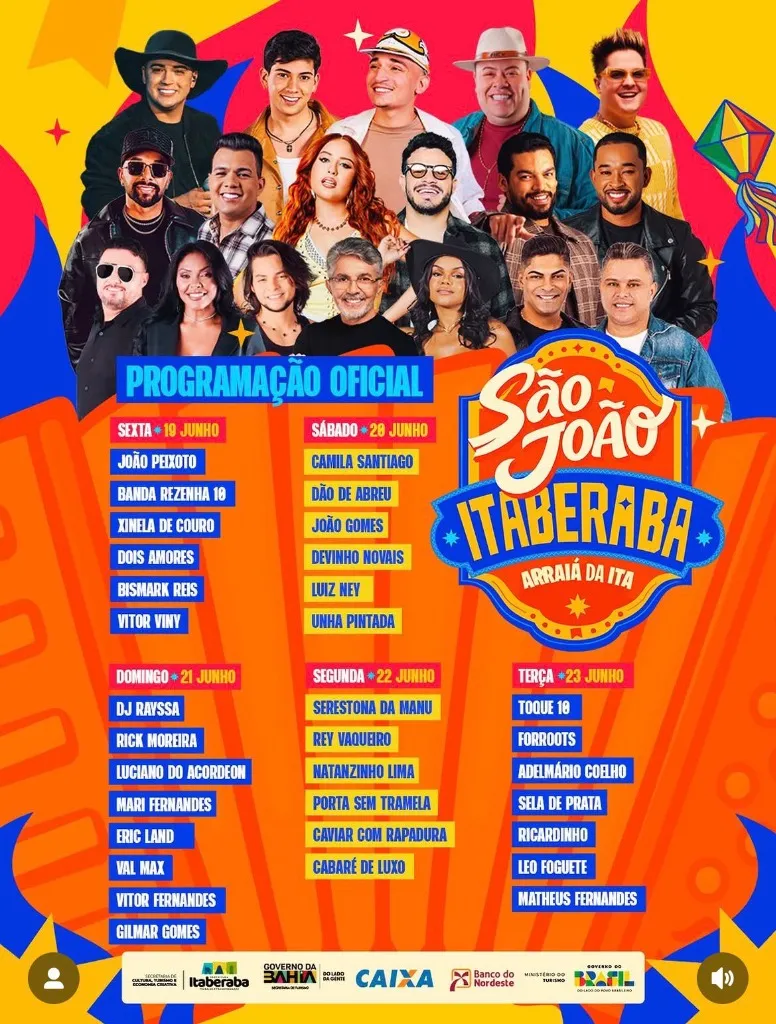 Imagem da notícia: Mega grade do São João de Itaberaba (BA) 2026 tem João Gomes e Mari Fernandes