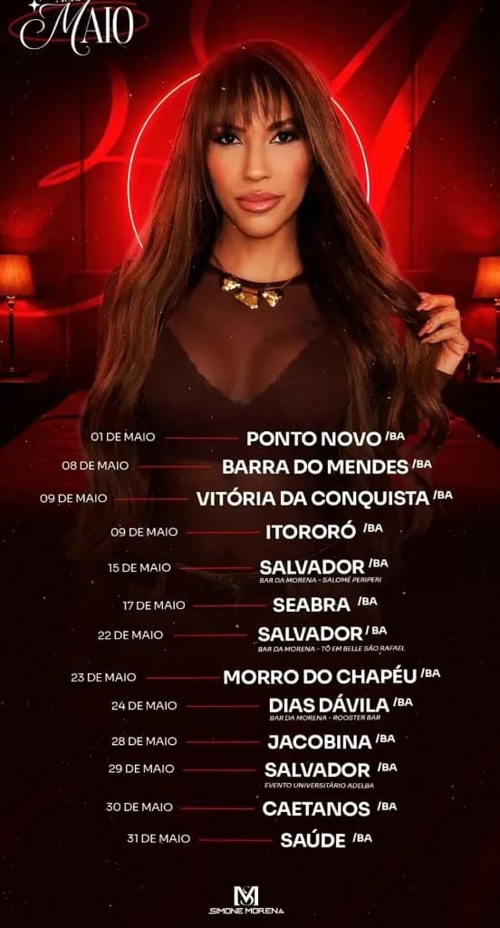 Imagem da notícia: Agenda de Shows de Simone Morena em Maio de 2026