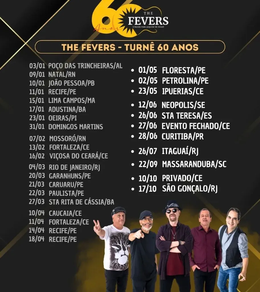 Imagem da notícia: Agenda de Shows de The Fevers em Maio de 2026