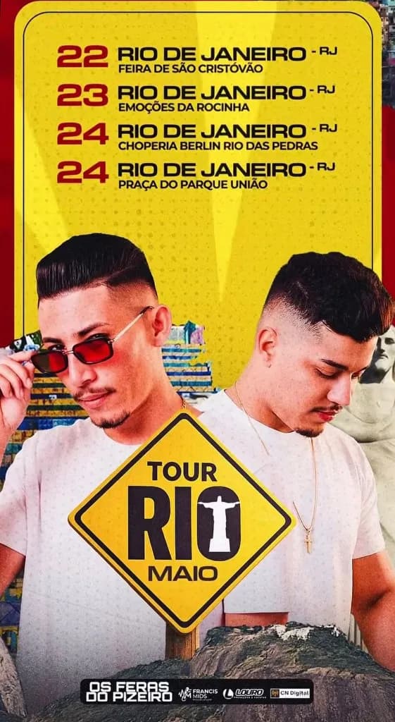 Imagem da notícia: Tour Rio - Os Feras do Pizeiro: 4 Shows no Rio de Janeiro em Maio 2026