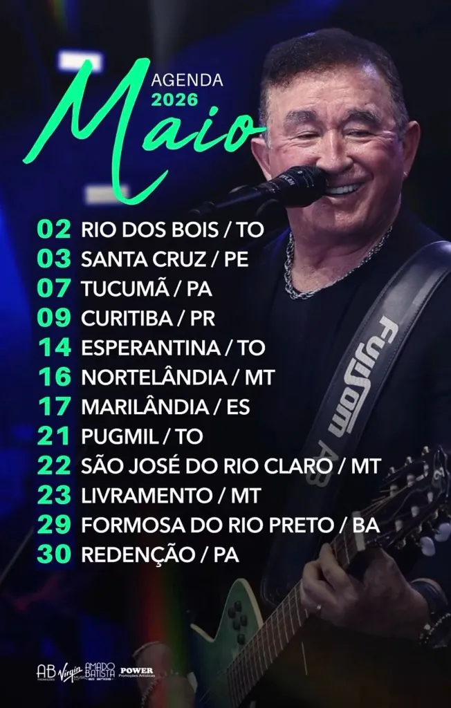 Imagem da notícia: Agenda de Shows de Amado Batista em Maio de 2026