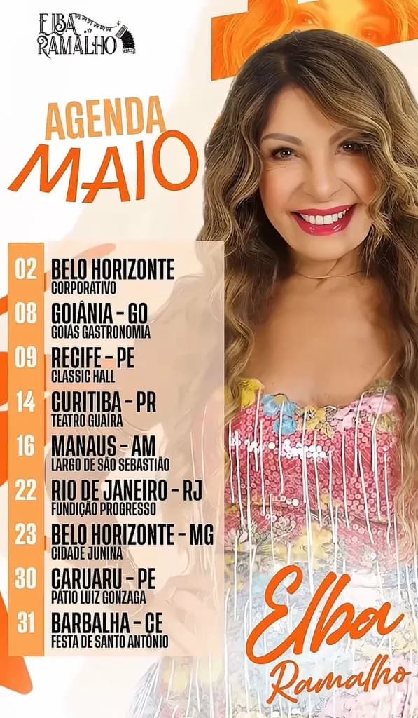 Imagem da notícia: Agenda de Shows de Elba Ramalho em Maio de 2026