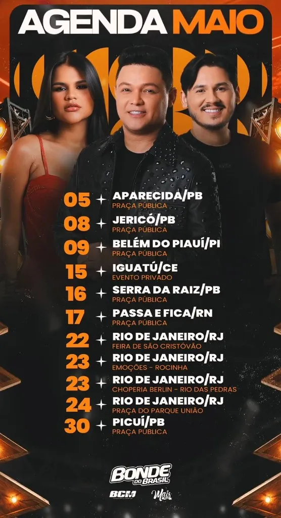 Imagem da notícia: Agenda de Shows do Bonde do Brasil em Maio de 2026